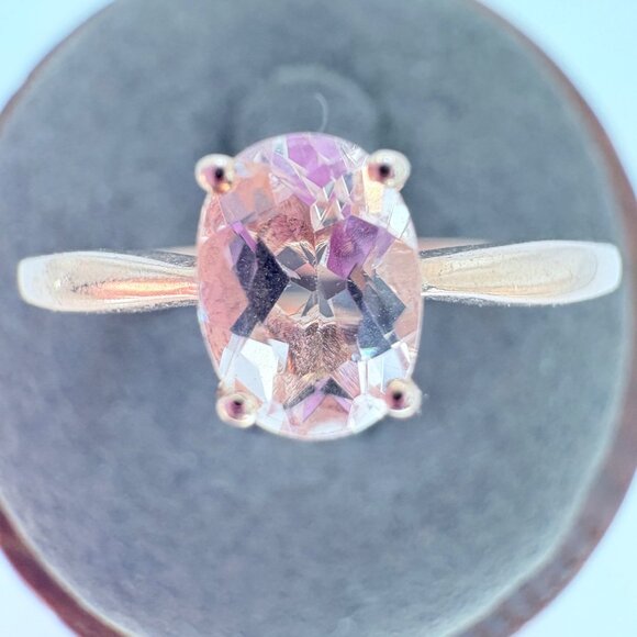 VTG Sterling Silver 925 Pink Cubic Zirconia Prong Set Statement Ring Size 10.75 - Picture 1 of 10